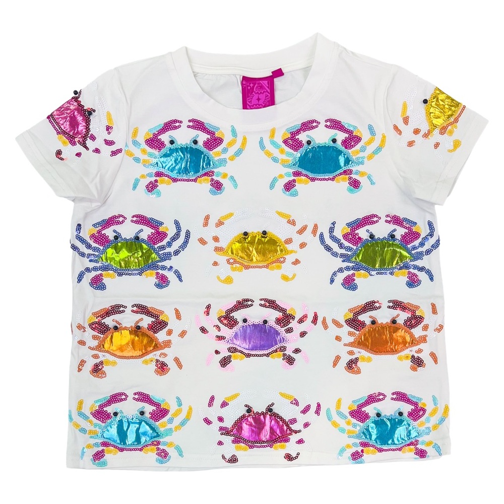 Brand NEW QUEEN OF SPARKLES QOS KIDS Colorful Crab Print T-Shirt